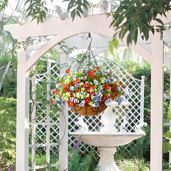 Primrue Silk Hanging Basket Arrangement In Basket Wayfair